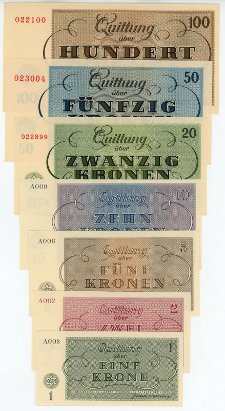 Czechoslovakia Theresienstadt Getto Full Set of 7 Banknotes 1943
N# Ro# GET-8 -...