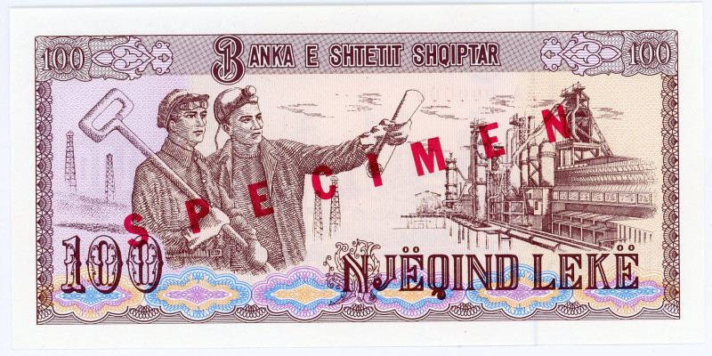 Albania 100 Leke 1991 Specimen
P# 99 - 101; UNC