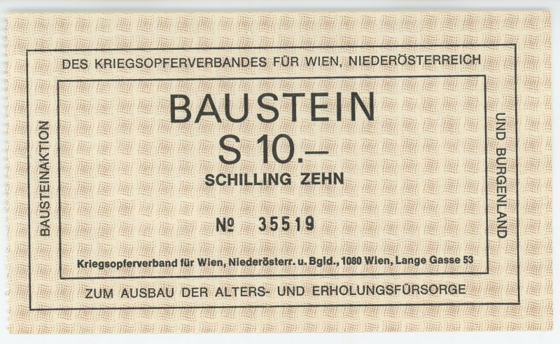 Austria 10 Schilling 1945
Kriegsopferverband fuer Wien, Niederoesterreich und B...