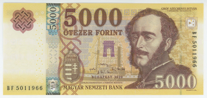 Hungary 5000 Forint 2020
P# 205, N# 204822; # BF5011966; UNC