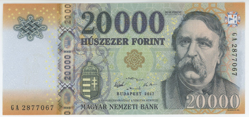 Hungary 20000 Forint 2017
P# 207, N# 217077; # GA2877067; UNC