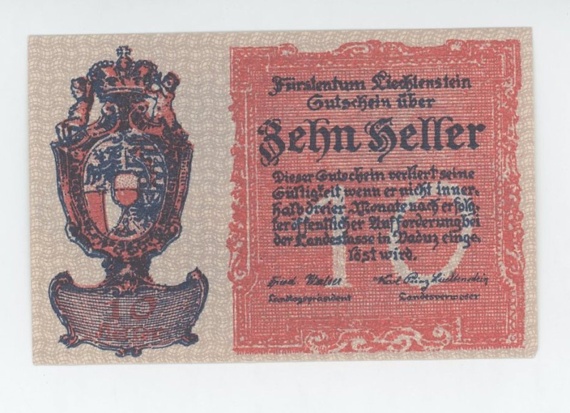 Liechtenstein 10 Heller 1920 (ND)
P# 1, N# 204734; AUNC