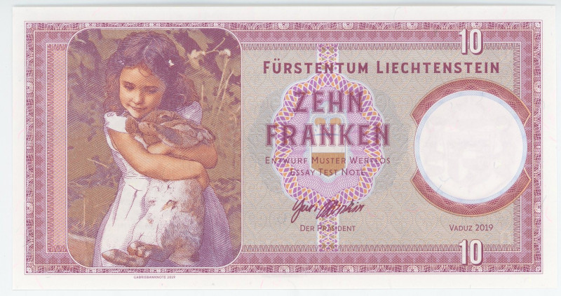 Liechtenstein 10 Francs 2019 Specimen
# A01 00781; Fantasy Banknote; Limited Ed...