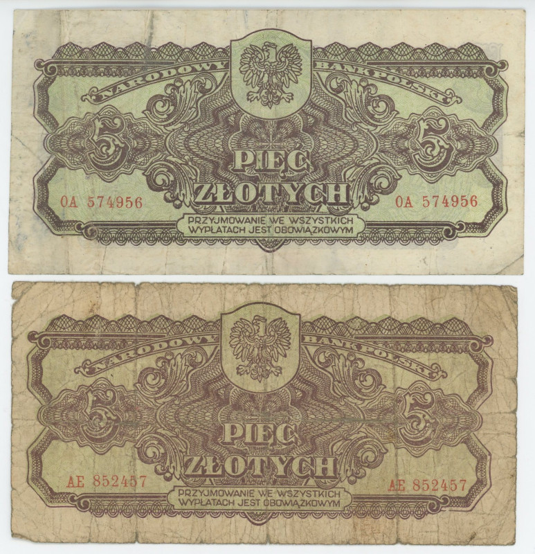 Poland 2 x 5 Zlotych 1944
P# 108, N# 213422; VG-F