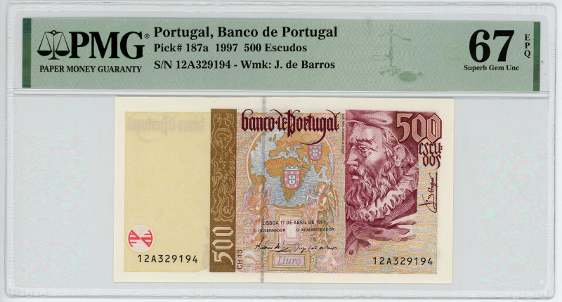 Portugal 500 Escudos 1997 PMG 67 EPQ
P# 187a, N# 206535; # 12A329194; UNC