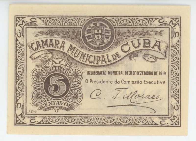 Portugal Cuba 5 Centavos 1919
N# 344313; Notgeld of city Cuba; MA# 802; UNC