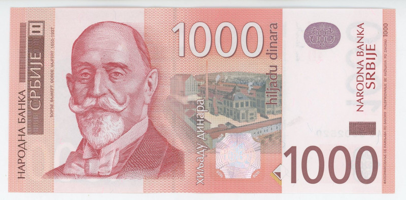 Serbia 1000 Dinara 2003
P# 44b, N# 204250; # AC 350520; UNC