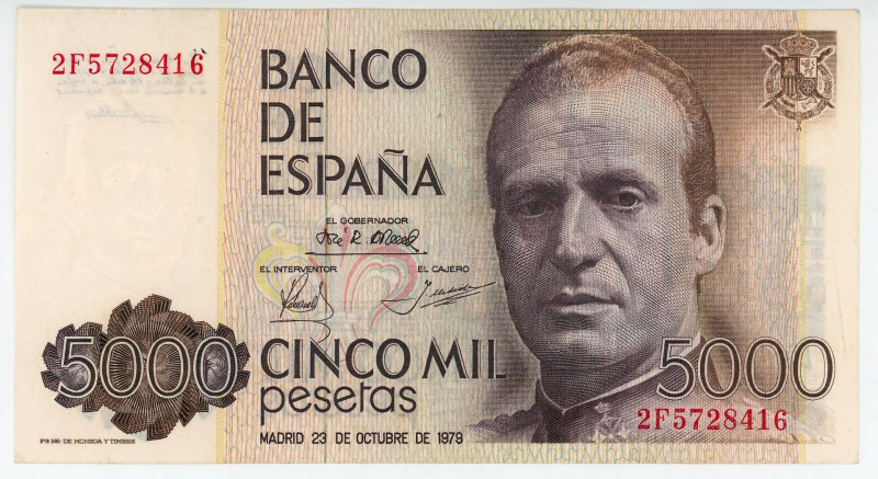 Spain 5000 Pesetas 1979 (1982)
P# 160, N# 205251; # 2F5728416; AUNC