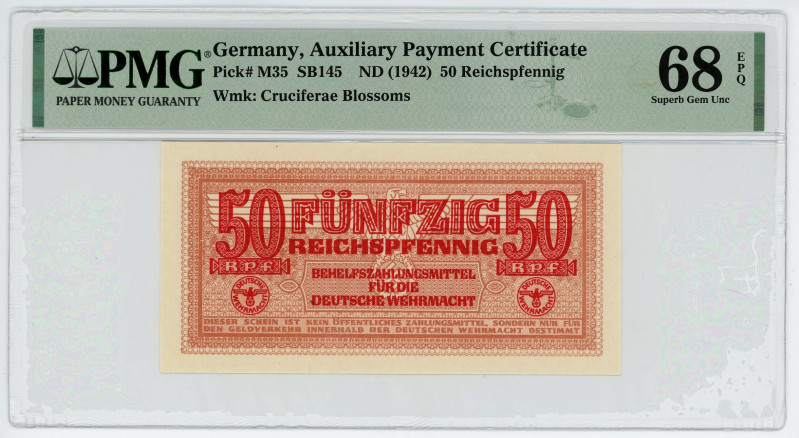 Germany - Third Reich 50 Reichspfennig 1942 (ND) PMG 68 EPQ
P# M35, N# 208981; ...