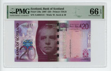 Scotland Bank of Scotland 20 Pounds 2007 PMG 66 EPQ
P# 126a, N# 211672; # AA002131; UNC