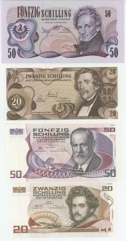 Austria Lot of 4 Banknotes 1967 - 1986
UNC