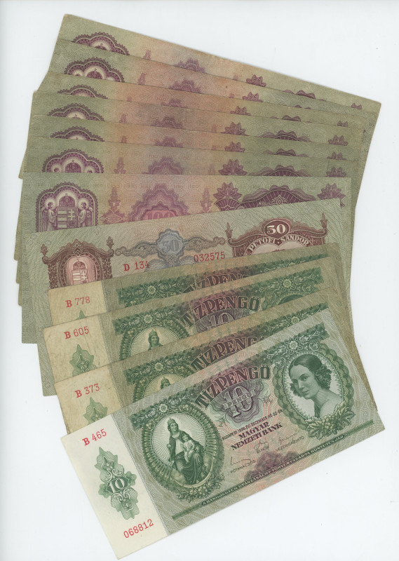 Hungary Lot of 12 Banknotes 1930 - 1936
P# 98 - 100, 10 - 50 - 100 Pengo; VF/XF