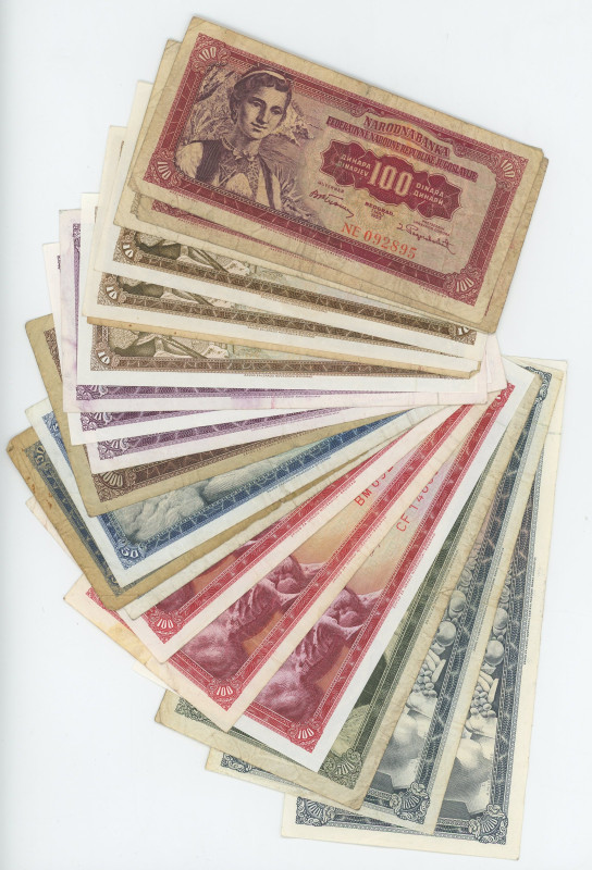 Yugoslavia Lot of 20 Banknotes 1955 - 1981
Various Denominations & Series; VF/U...