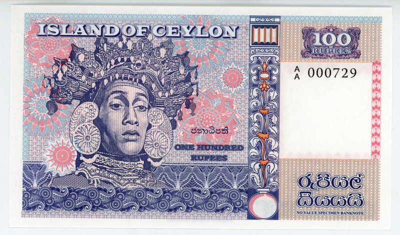 Ceylon 100 Rupees 2016 Specimen
# A/A 000729; Fantasy Banknote; Limited Edition...