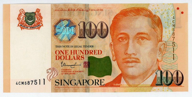 Singapore 100 Dollars 1999 (ND)
P# 42, N# 229023; # 4CM587511; UNC