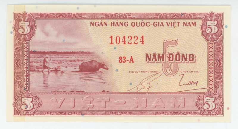 Vietnam South 5 Dong 1955 (ND)
P# 13a, N# 212798; # 83-A 104224; UNC