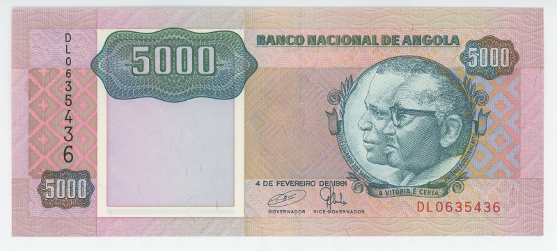 Angola 5000 Kwanzas 1991
P# 130c, N# 245486; # DL0635436; UNC