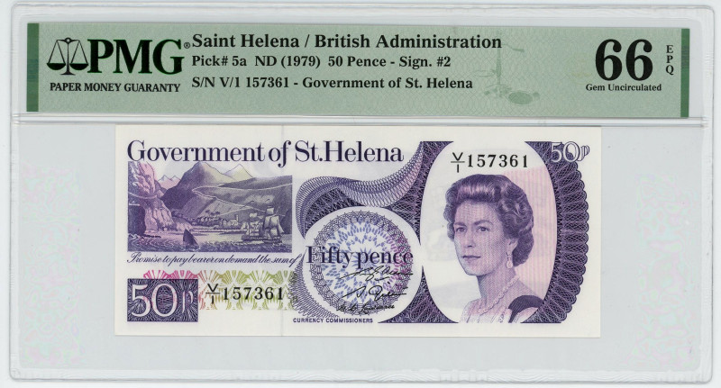 Saint Helena 50 Pence 1979 (ND) PMG 66 EPQ
P# 5a, N# 216871; # V/1 157361; UNC