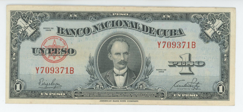 Cuba 1 Peso 1949
P# 77a, N# 204495; # Y709371B; XF