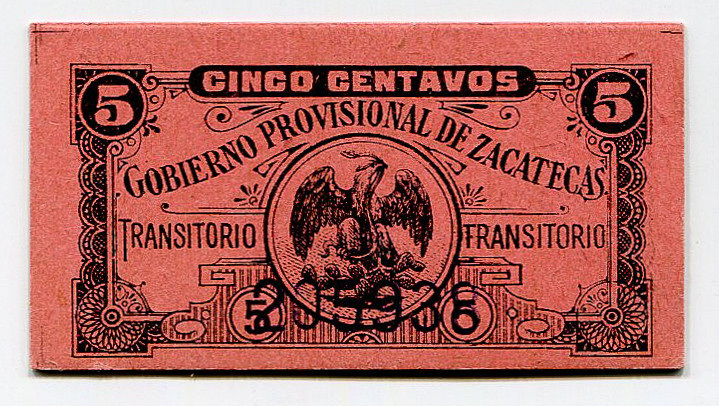 Mexico Gobierno Provisional de Zacatecas 5 Centavos 1915 Gobierno Provisional de...