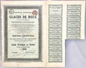 Belgium Share of Glaces De Roux S.A. for 100 Francs 1897
VF