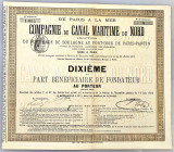 France Share of Compagnie Du Canal Maritime Du Nord for 20£ or 505 Francs 1892
VF