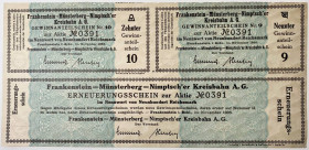 Germany - Third Reich Coupon to Share of Frankenstein-Münsterberg-Nimptsch’er Kreisbahn AG 1936
# 391; AUNC