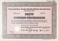Germany - Third Reich Share of Sugar's Fabric "Hotzenplotzer" for 100 Reichsmark 1939
# 4763; XF