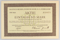 Germany - Weimar Republic Share of Deutsch-Niederlandische Bank in Dusseldorf for 1000 Reichsmark 1923
# 236271; XF
