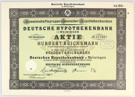 Germany - Weimar Republic Share of Deutsche Hypothekenbank for 100 Reichsmark 1925
# 107967; Cancelled; XF