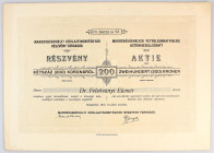 Hungary Share of Petroleum Company Marosvasarhelyer for 200 Kronen 1918
# 19639; With Coupons; XF
