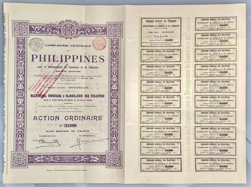 Philippines Compagnie General de Philippines, Ordinary Share nd (1899)
# 11399;...