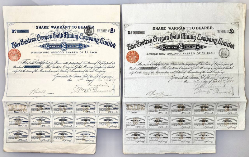 United States Share of The Eastern Oregon Gold Mining Company Ltd for 1888 - 188...