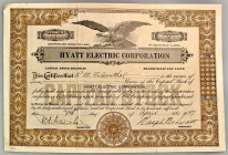 United States Hyatt Electric Corporation, 10 Capital Stocks 1917
# 14; VF