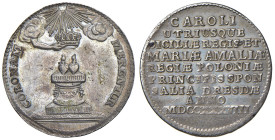 NAPOLI. Carlo di Borbone (1734-1759). Medaglia 1738 (Coniata a Dresda). Per le Nozze del Re Carlo di Borbone con Maria Amalia di Sassonia. AG (g 3,39 ...
