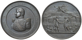 NAPOLI. Ferdinando II di Borbone (1830-1859). Medaglia 1846 (coniata a Napoli). Per l'inaugurazione della ferrovia Napoli - Caserta. Opus: L. Arnaud. ...