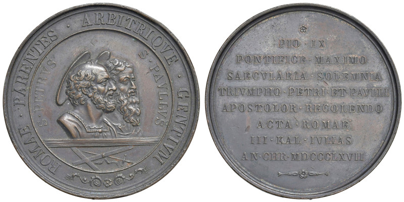 Pio IX (1846-1878). Medaglia 1867. 18° Centenario del martirio dei SS. Pietro e ...