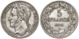 BELGIO. Leopoldo I (1831-1865). 5 Franchi 1848. AG (g 24,97). KM 3
BB+
