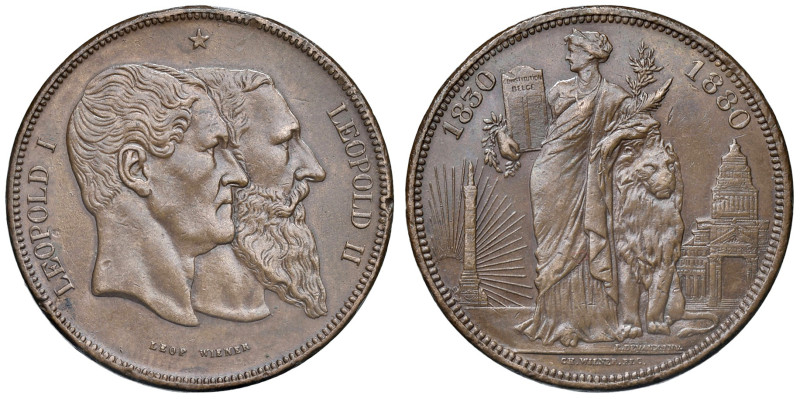 BELGIO. Leopoldo II (1865-1909). Medaglia su modulo da 5 franchi per il cinquant...