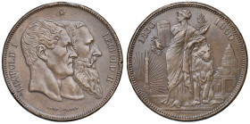 BELGIO. Leopoldo II (1865-1909). Medaglia su modulo da 5 franchi per il cinquantenario del Regno. CU (g 25,13 - 37 mm). KMX 8a. Minimi segnetti al bor...