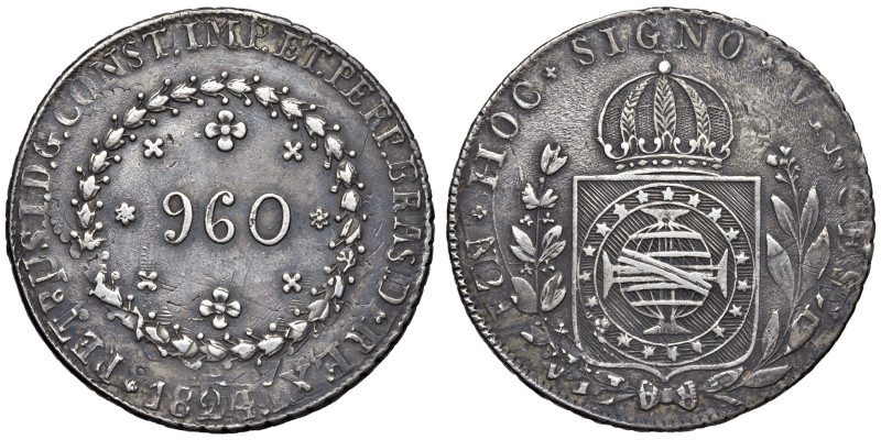 BRASILE. Pedro I (1822-1831). 960 Reis 1824. AG (g 26,95). KM 368.1. Metallo por...