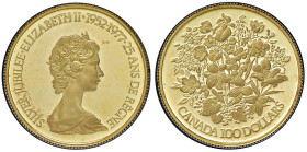CANADA. Elisabetta II (1952-2002). 100 Dollari 1977. AU (g 16,97). KM 119. Lievi hairlines. In confezione originale.
FS