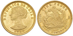 CILE. 100 Pesos 1926. AU (g 20,33). KM 170.
SPL/FDC