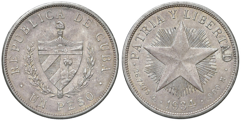 CUBA. 1 Peso 1934. AG (26,65). KM 15.2
qFDC