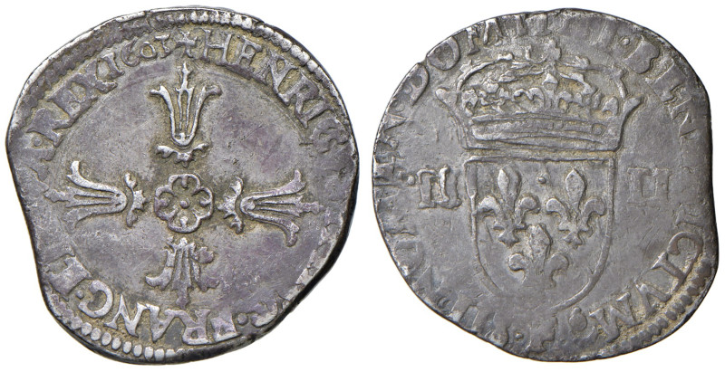 FRANCIA. Enrico IV (1589-1610). 1/4 di Ecu 1603 F (Angers). AG (g 9,56). D.1222....