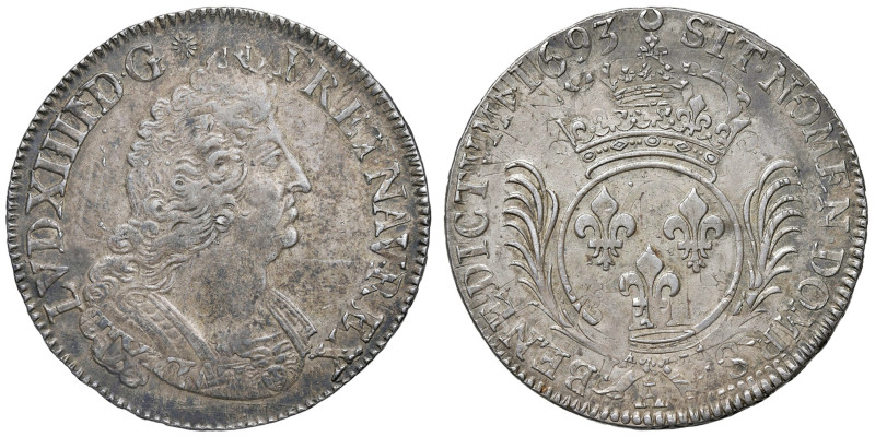 FRANCIA. Luigi XIV (1643-1715). Ecu aux palmes 1693 A (Parigi). AG (g 26,88). Ga...