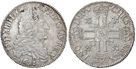 FRANCIA. Luigi XIV (1643-1715). 1/2 Ecu aux 8 L 1691 A (Paris). AG (g 13,29). Gad. 184. Campi lievemente ripassati al D/.
BB+