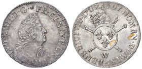 FRANCIA. Luigi XIV (1643-1715). 1/2 Ecu aux insignes 1702 W (Lille). AG (g 13,48). Gad. 189.
BB+/qSPL