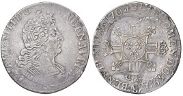 FRANCIA. Luigi XIV (1643-1715). 1/4 Ecu aux 8 L 1704 A (Paris). AG (g 6,49). Gad. 161. 
BB