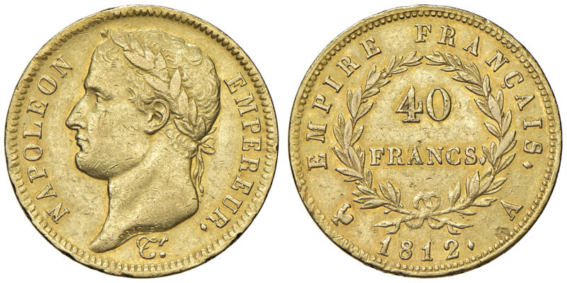 FRANCIA. Napoleone I, Imperatore (1804-1815). 40 Franchi 1812 A. AU (g 12,89). G...